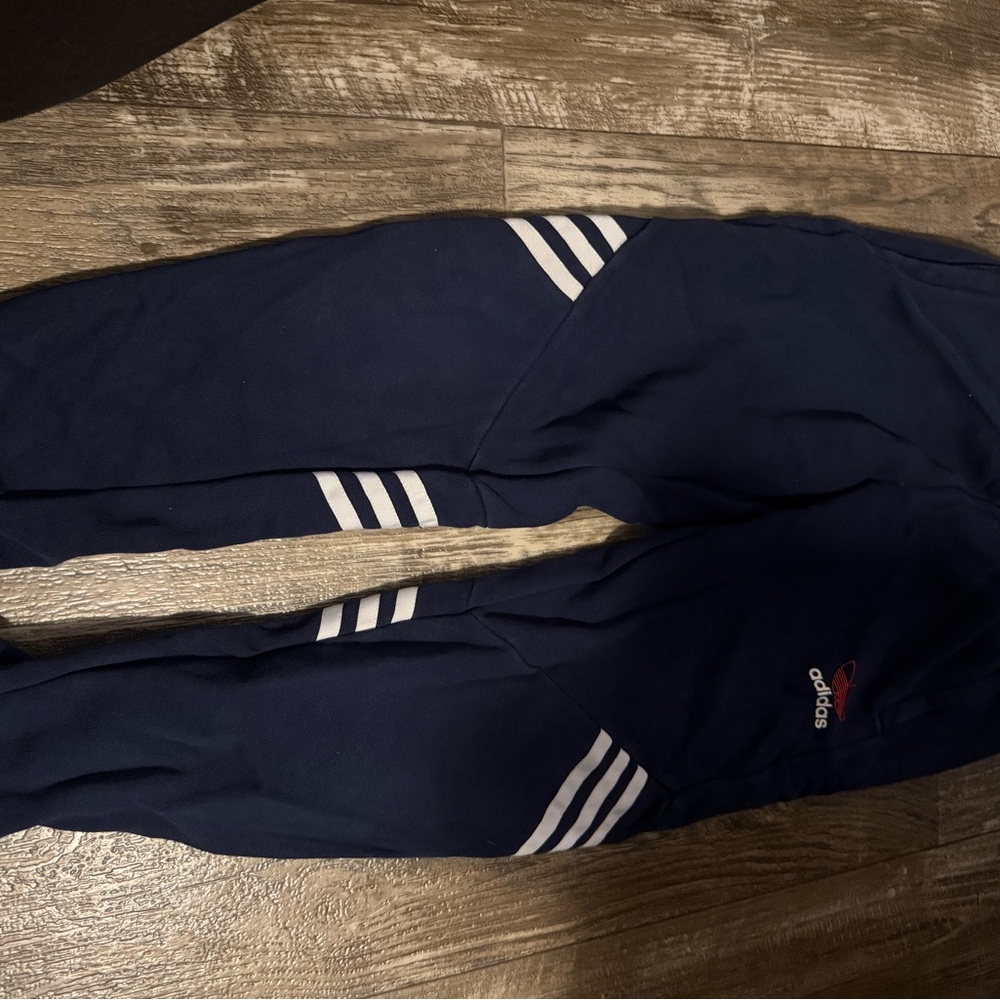 Adidas Dark Blue Track Pants with White Logo